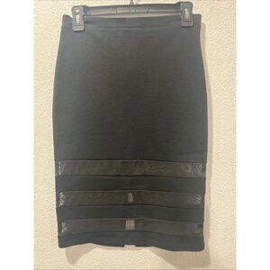 Haute Monde Skirt Women Size Small Black Color Striped Meshed Pencil Mini